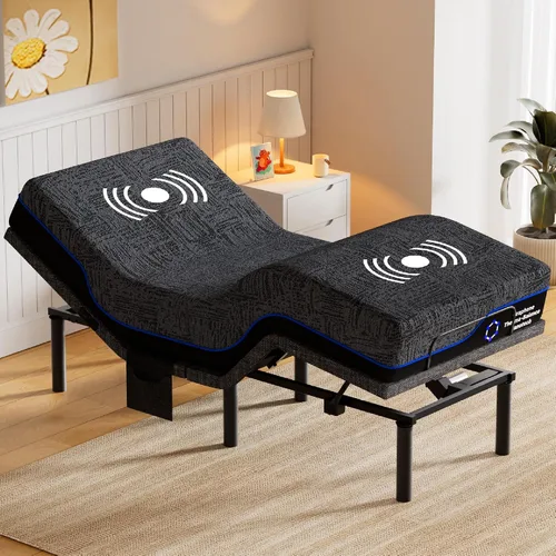Vista 8 de Amada - Base de cama ajustable individual XL y juego de colchón de espuma viscoelástica de gel refrescante de 14 pulgadas, inclinación de cabeza