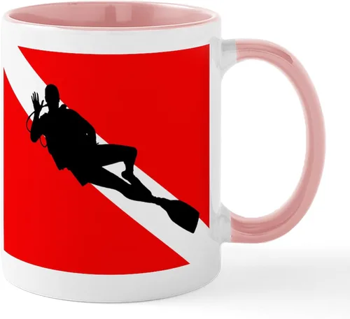 Vista 52 de CafePress Scuba Flag Diver Taza de café de cerámica de 11 oz (11.0 fl oz)