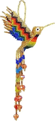 Vista 10 de Mia Jewel Shop - Figurina colgante decorativa de colibrí Figuras de pájaros para decoración del hogar Adorno de vidrio checo con cuentas
