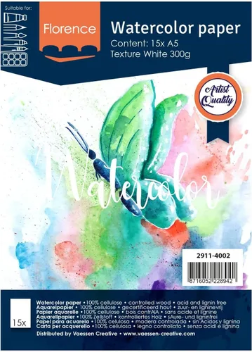 Vista 9 de Vaessen Creative VARTA Florence - Papel A4 para acuarela, 10 hojas para pintar, manuales, proyectos de arte y más, calidad artística, calidad