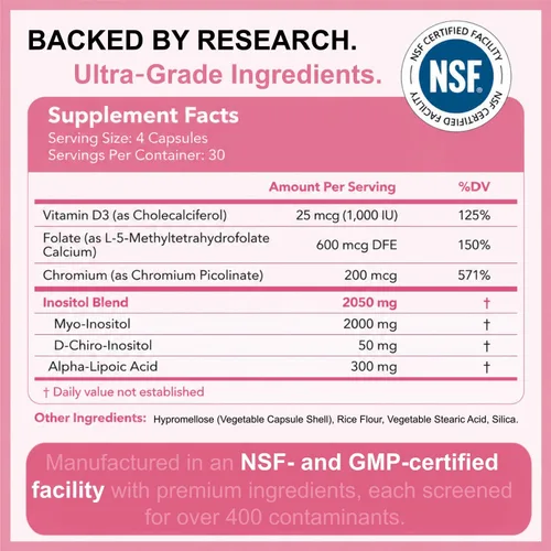 Vista 8 de Myo-inositol y D-Chiro Inositol 40:1 Equilibrio Hormonal, 120 Cápsulas