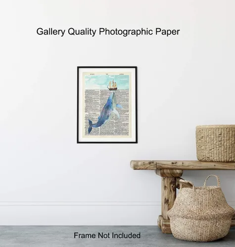 Vista 8 de Arte de Pared con Diccionario Náutico de Ballena - Foto de 8x10, Imagen - Océano, Mar, Playa, Decoración del Hogar, Decoración Shabby Chic - Regalo