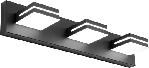 Vista 48 de SineRise - Moderna lámpara LED para tocador de baño (2 luces, 39.4 cm, regulable), iluminación de pared de baño moderna de acrílico cepillado sobre