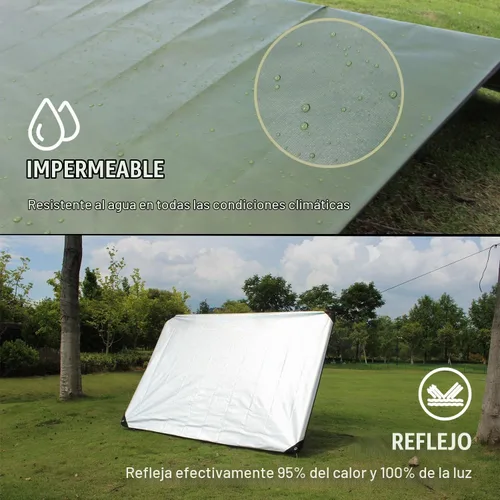 Vista 4 de LYN Manta de emergencia resistente, equipo de supervivencia, impermeable, aislada, lona de emergencia para camping, senderismo, bushcraft Verde