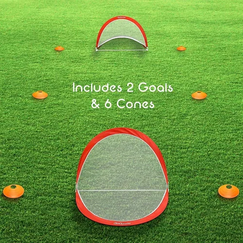 Vista 4 de GoSports Porterías de fútbol portátiles desplegables para patio trasero – Niños y adultos – Juego de dos redes con conos de entrenamiento