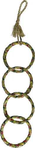Vista 2 de Planet Pleasures Cadena de 4 anillos de juguete para pájaros pequeños de 17 pulgadas