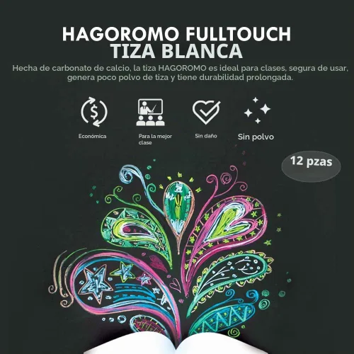 Vista 2 de Hagoromo Fulltouch - Caja de tiza de color (12 piezas/Blanco)