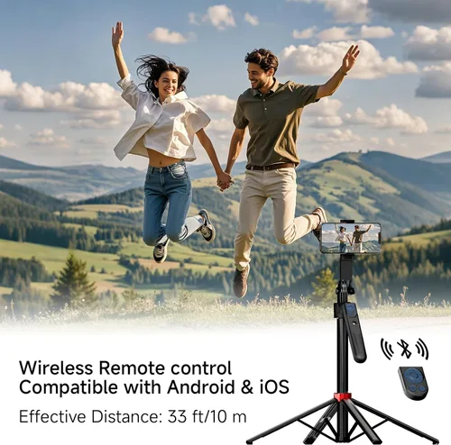 Vista 3 de Trípode de seguimiento automático de cara de 70 pulgadas para iPhone, rotación 360 de viaje, soporte para selfie con control remoto, control