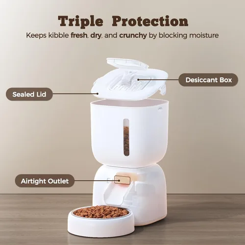 Vista 5 de Sandpoy Alimentador automático para gatos y dispensador de agua FW1, dispensador de comida para gatos de 3 litros con tapa de bloqueo, juego dos
