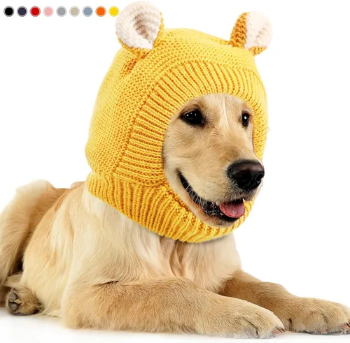 Vista 18 de Orejeras silenciosas para perros, cuello de 14.96 pulgadas, protectores auditivos para perros, protección contra ruido, gorro de punto envolvente