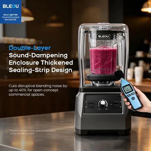 Vista 2 de Bleou 1680W Commercial Blender with Sound Shield & Self-Cleaning