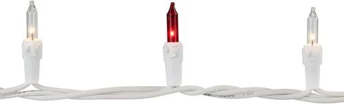 Vista 6 de Northlight Mini luces incandescentes de Navidad, rojo y transparente, cable blanco de 20.25 pies, 100