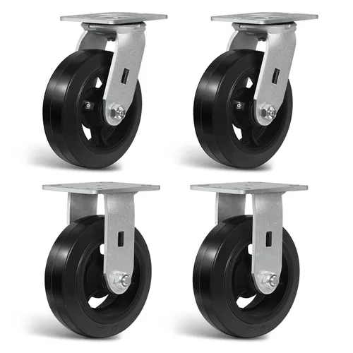 Vista 54 de Ruedas resistentes de 4 pulgadas, ruedas industriales de placa con rueda de goma, utilizadas para carrito de herramientas, plataforma, camión