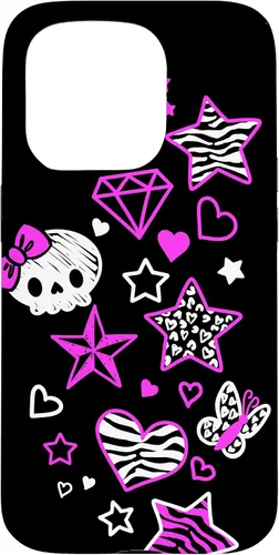 Vista 14 de Carcasa estética para iPhone 16 McBling Doodles Bimbo Trashy Y2K Animal Print Star