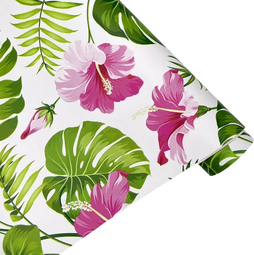 Vista 5 de SimpleLife4U Hawaii Flower Style Muebles Papel Autoadhesivo Estante Liner Maquillaje Joyería Gabinete Decoración 17.7 pulgadas Por 9.8 pies