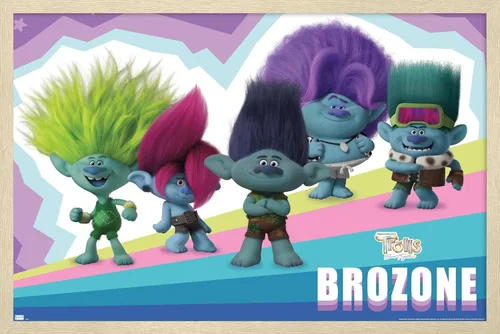 Vista 7 de Trends International Trolls: Band Together - Póster de pared de brozone, 22.4 pulgadas de largo x 14.7 pulgadas, versión enmarcada en madera