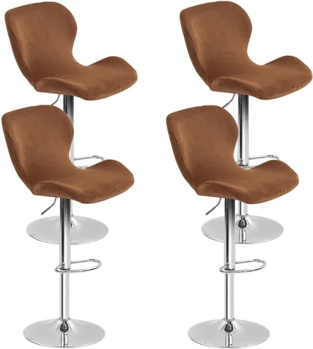 Vista 30 de Paquete de 2 fundas para sillas de bar de altura de mostrador, fundas giratorias de terciopelo para taburetes de bar, fundas elásticas para sillas