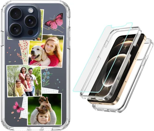 Vista 10 de Funda resistente personalizada para Apple iPhone 15, 14, 13, 12, 11 Pro Max Plus Mini XR X XS 8 7 SE [protector de pantalla de vidrio templado]