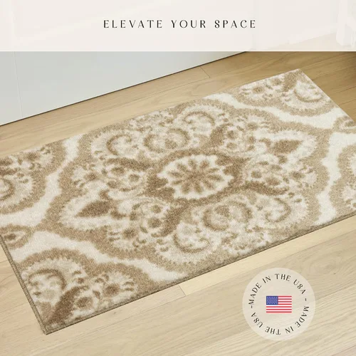 Vista 5 de Maples Rugs Vivian Medallion - Alfombra de área, fabricada en Estados Unidos, lavable, antideslizante, alfombra de interior para cocina, entrada