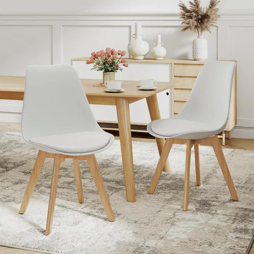 Vista 8 de NOBPEINT Juego de 2 sillas de comedor modernas de mediados de siglo, sillas tapizadas de piel sintética con respaldo curvo, silla de cocina de negro