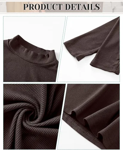 Vista 5 de Xaatren Paquete de 3 camisas de cuello alto falso para mujer, manga larga, ajustadas, elásticas, básicas, ligeras, bustier