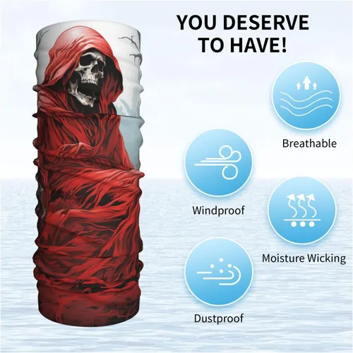 Vista 6 de CASGTNZ grim reaper angel Death Dark Blood red Neck Gaiter Face Cover Balaclava Gaiter Mask for Men Women Bandana for Motorcycle Cycling Riding