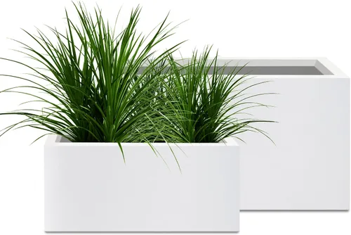 Vista 38 de Kante Macetero rectangular de hormigón de 23.2 pulgadas de largo, macetas grandes para interiores y exteriores con orificio de drenaje y tapón