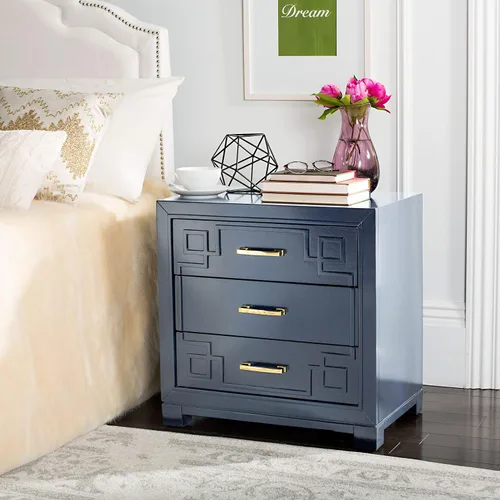 Vista 2 de SAFAVIEH Raina - Mesita de noche de madera, 25 pulgadas, color azul marino