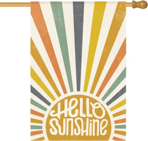 Vista 8 de AVOIN colorlife Bandera de jardín clásica de Hello Sunshine de 12 x 18 pulgadas, doble cara exterior, fiesta de verano, vacaciones, arpillera