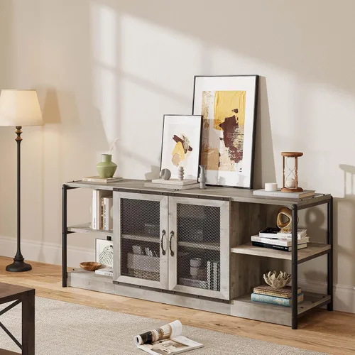 Vista 12 de [Usado] IDEALHOUSE Soporte de TV Farmhouse para televisores de 75/80 pulgadas, centro de entretenimiento con gabinete de almacenamiento, mesa