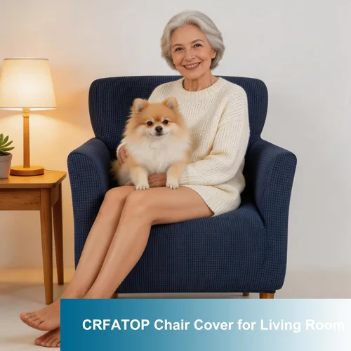 Vista 7 de CRFATOP - Funda elástica para sillón de mediados de siglo moderno de 1 pieza, fundas de silla de acento de jacquard con brazos, fundas de silla