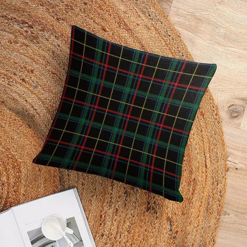 Vista 6 de Funda de almohada a cuadros de búfalo verde y negro, 16 x 16 pulgadas, patrón geométrico de cuadros, funda de almohada decorativa moderna para sofá