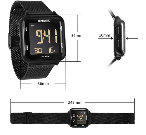 Vista 6 de Reloj de buceo luminoso impermeable de 3281ft con correa de reloj de acero inoxidable cronómetro de soporte reloj despertador y funciones