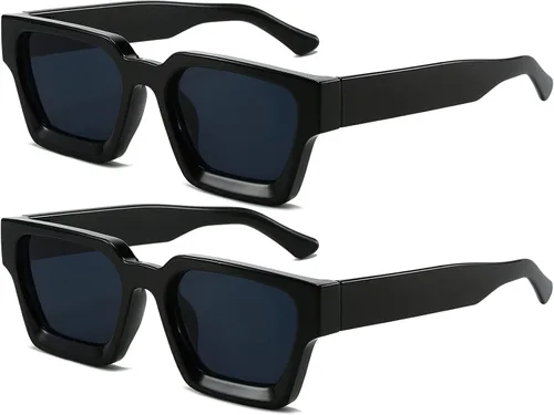 Vista 190 de AIEYEZO Gafas de sol cuadradas para mujeres y hombres, gafas de sol cuadradas con montura gruesa, estilo de diseñador simple