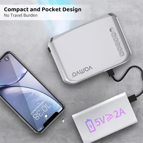 Vista 5 de Vamvo Mini proyector con WiFi y Bluetooth 4K, proyector inteligente portátil nativo 1080P para exteriores, pantalla de espejo con Android/iOS/PC