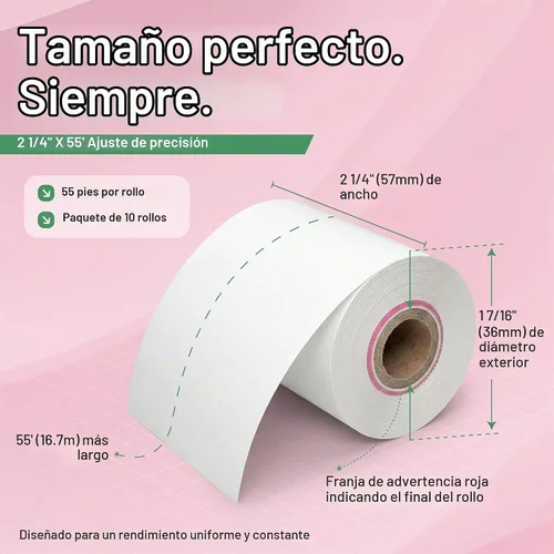 Vista 5 de Papel de recibo térmico para encimera compacto compatible con Clover de 2 1/4 pulgadas x 55 pies (10 rollos)