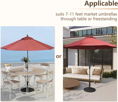 Vista 6 de C-Hopetree Base redonda resistente de 26 libras para sombrilla de mesa de mercado de patio al aire libre, color negro