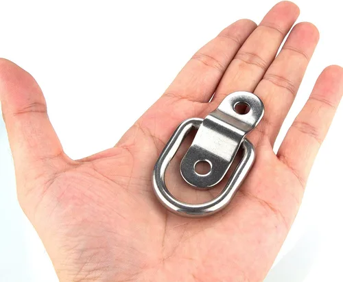 Vista 2 de Paquete de 12 anillos de amarre con soporte de montaje, anillo de amarre de acero inoxidable resistente, punto de anclaje de anillo en D, montaje