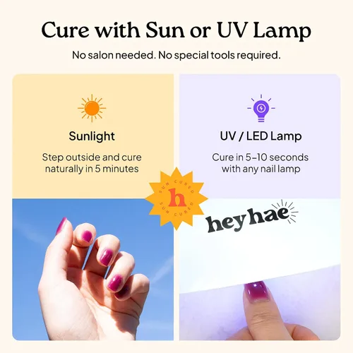 Vista 7 de Heyhae Tiras de uñas de gel semicuradas, no necesita lámpara LED, sólidas, amarillas, fáciles de aplicar y quitar, calidad de salón Incluye 28