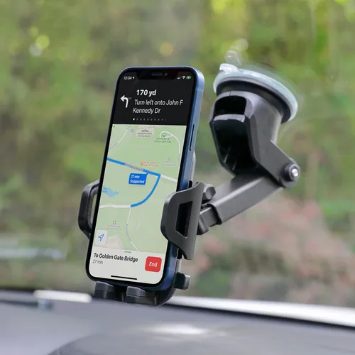 Vista 7 de LAX Gadgets Soporte de teléfono para automóvil, negro, compatible con iPhone 13, 12, 11, Samsung Galaxy S20, S10, Note10, dispositivos