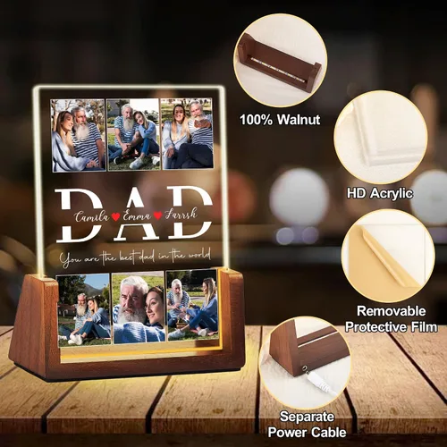 Vista 5 de Regalos de cumpleaños personalizados para el día del padre, para papá, de hija, hijo, esposa, marco de fotos con placa acrílica personalizada