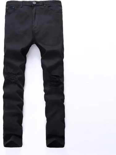 Vista 8 de Leward - Pantalones vaqueros para hombre ajustados elásticos color negro