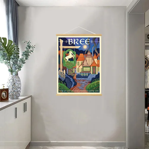 Vista 3 de Meksular Impresiones artísticas de pared de paisaje de la Tierra Media, pintura en lienzo, carteles de fantasía, imágenes de pared, para regalo