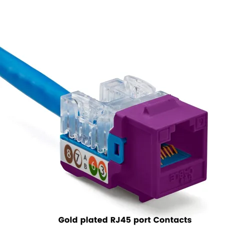 Vista 115 de TRUE CABLE Conector Keystone Cat5e, sin blindaje (UTP), perforado de 90 grados, PoE++ (4PPoE) 100W, certificación UL, verificado ETL, certificado