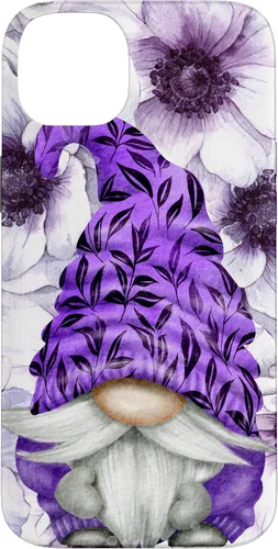 Vista 15 de Unique Purple Gnome with Lilac Anemones Floral Aesthetic Case for iPhone 17