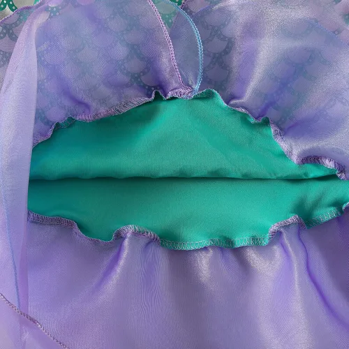 Vista 9 de Vestido de sirena para niñas disfraz de princesa Ariel para Halloween y cosplay