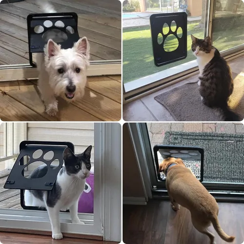 Vista 8 de Puerta para perros para puerta de pantalla, puerta para gatos con inserto pequeño para puerta corredera de fácil instalación, pequeña 8"×10