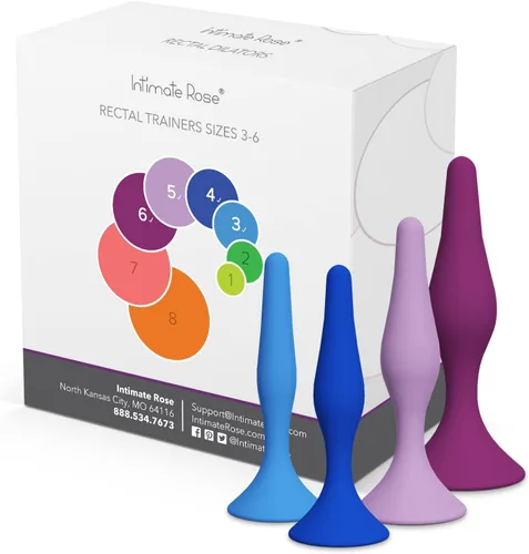 Vista 2 de Ahorra un 10 % en el paquete de 4 entrenadores rectales Intimate Rose - Tamaño 3-6 + mango dilatador y paquete de lubricante Velvet Rose.