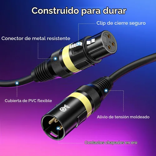 Vista 5 de Cable Matters Paquete de 2 cables de iluminación XLR DMX 22AWG de 3 pines
