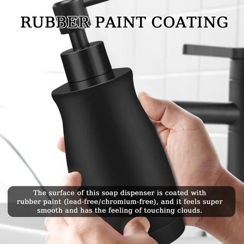 Vista 5 de ARKTEK Dispensador de jabón negro mate de acero inoxidable de 13.5 onzas – Dispensador de loción líquida para manos, dispensador de jabón recargable